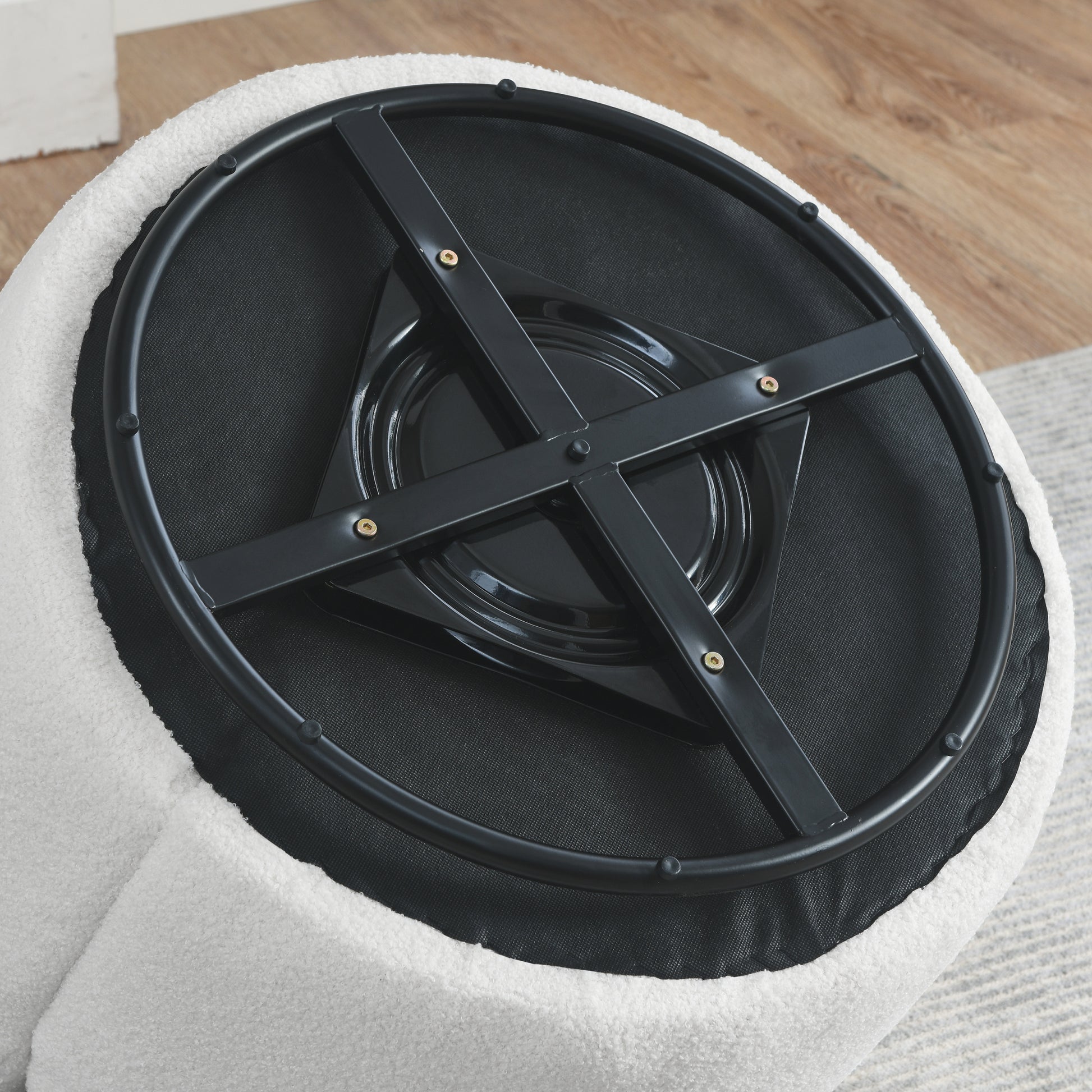 Video Welike Swivel Barrel Chair, Living Room Swivel Chair With Round Storage Chair, 360 Swivel Club Chair, Nursery, Bedroom, Office, Hotel With Upholstered Modern Armchair, Teddy Fabric White Teddy Foam Fabric