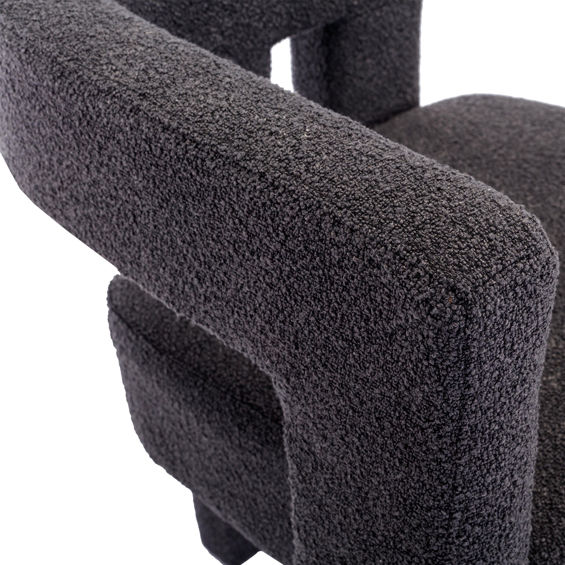 Coolmore Contemporary Designed Fabric Upholstered Accent Dining Chair Barrel Side Chairs Kitchen Armchair For Living Room 2Pc Set Carbon Black Boucle