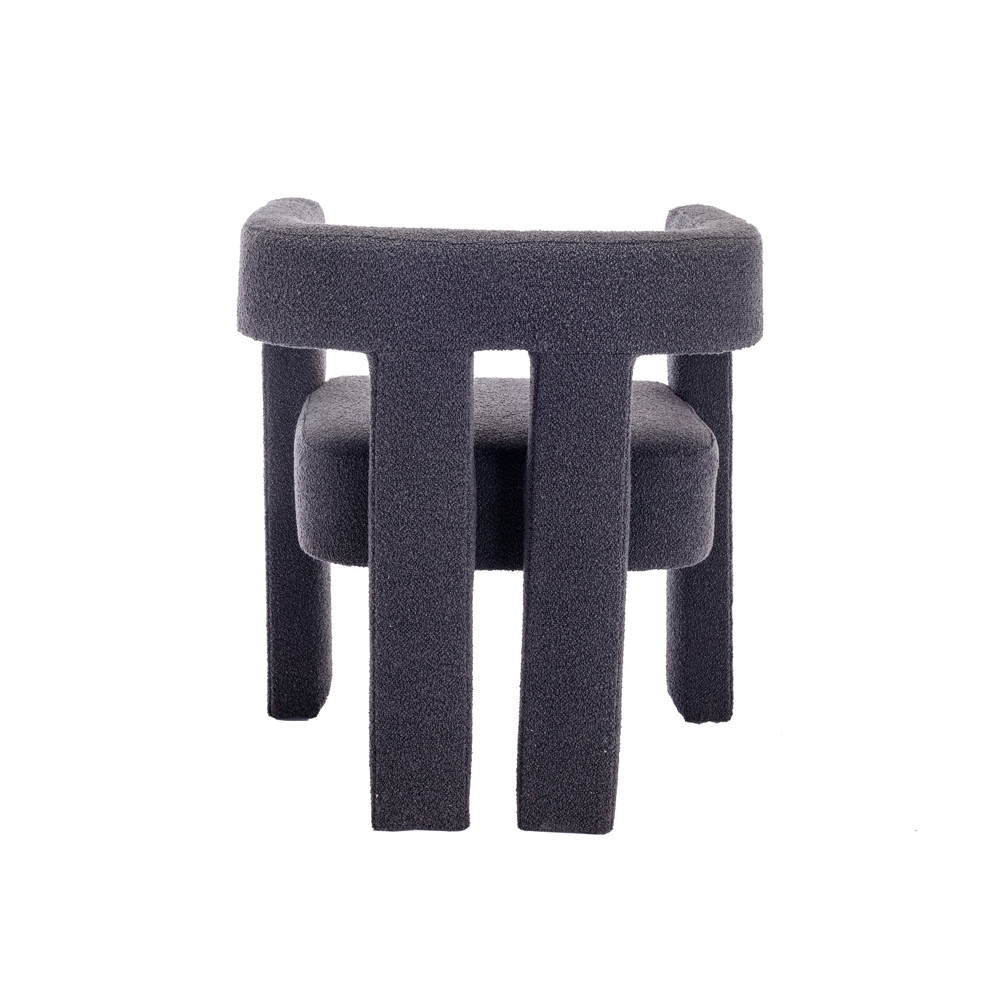 Coolmore Contemporary Designed Fabric Upholstered Accent Dining Chair Barrel Side Chairs Kitchen Armchair For Living Room 2Pc Set Carbon Black Boucle