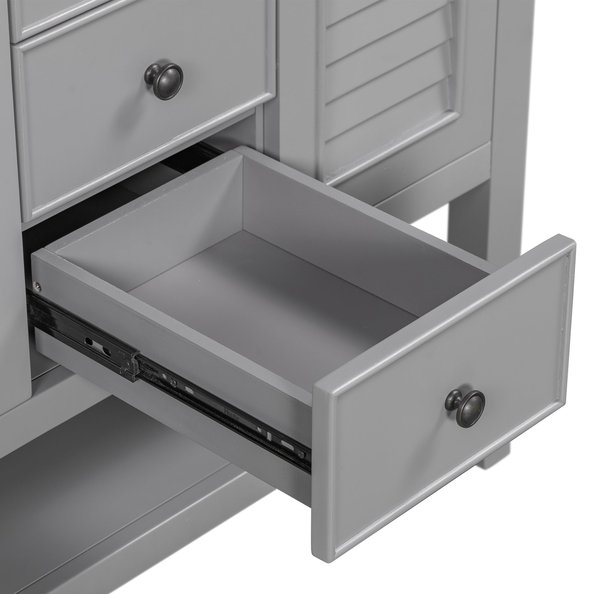 36" Bathroom Vanity With Ceramic Basin, Two Cabinets And Drawers, Open Shelf, Solid Wood Frame, Grey Old Sku: Sy999101Aae 1 Grey Solid Wood Mdf