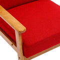 Leisure Chair With Solid Wood Armrest And Feet, Mid Century Modern Accent Chair, For Living Room Bedroom Studio Chair Red Linen