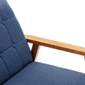 Leisure Chair With Solid Wood Armrest And Feet, Mid Century Modern Accent Chair, For Living Room Bedroom Studio Chair Navy Linen