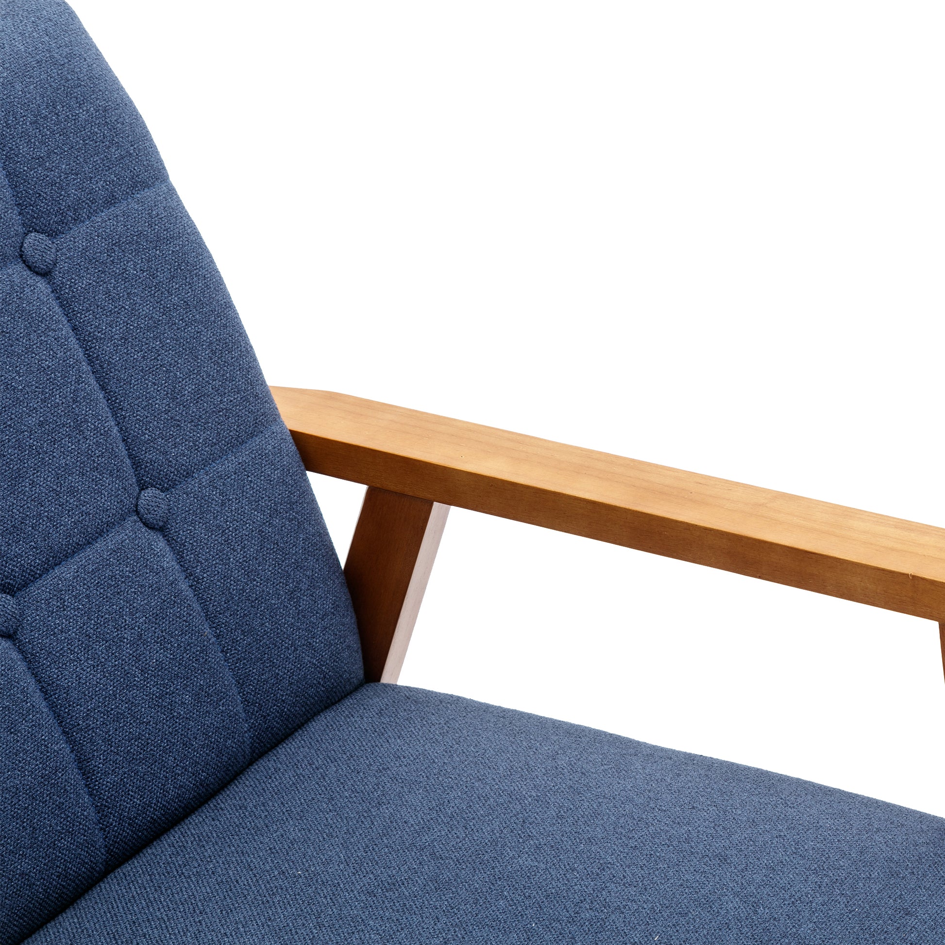 Leisure Chair With Solid Wood Armrest And Feet, Mid Century Modern Accent Chair, For Living Room Bedroom Studio Chair Navy Linen