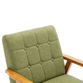 Accent Chairs Set Of 2 With Side Table, Mid Century Modern Accent Chair, Wood And Fabric Armchairs Side Chair, Lounge Reading Comfy Arm Chair For Living Room, Bedroom, Office Green Linen