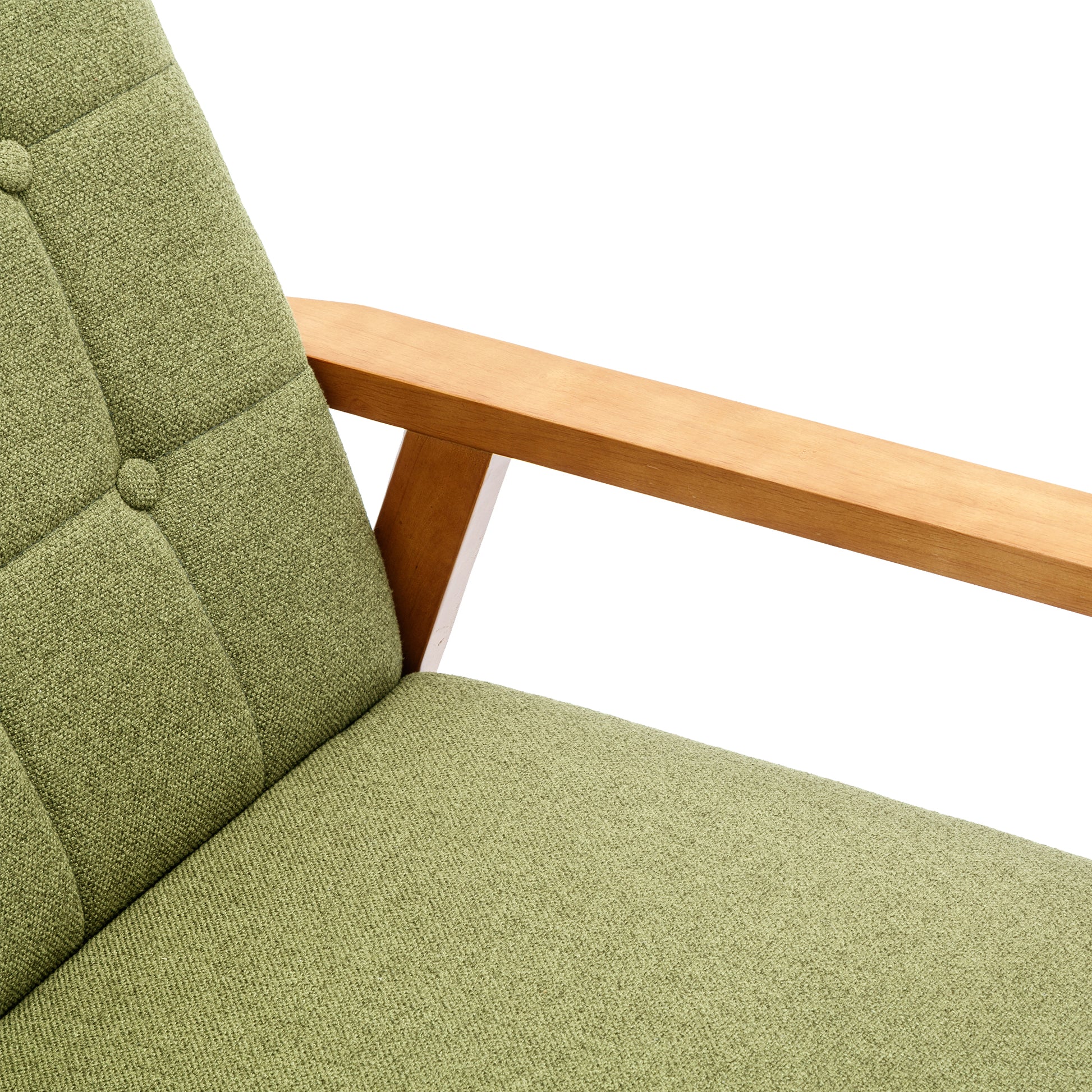 Accent Chairs Set Of 2 With Side Table, Mid Century Modern Accent Chair, Wood And Fabric Armchairs Side Chair, Lounge Reading Comfy Arm Chair For Living Room, Bedroom, Office Green Linen