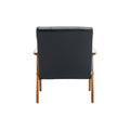 Accent Chairs Set Of 2 With Side Table, Mid Century Modern Accent Chair, Wood And Fabric Armchairs Side Chair, Lounge Reading Comfy Arm Chair For Living Room, Bedroom, Office Black Pu Pu Leather
