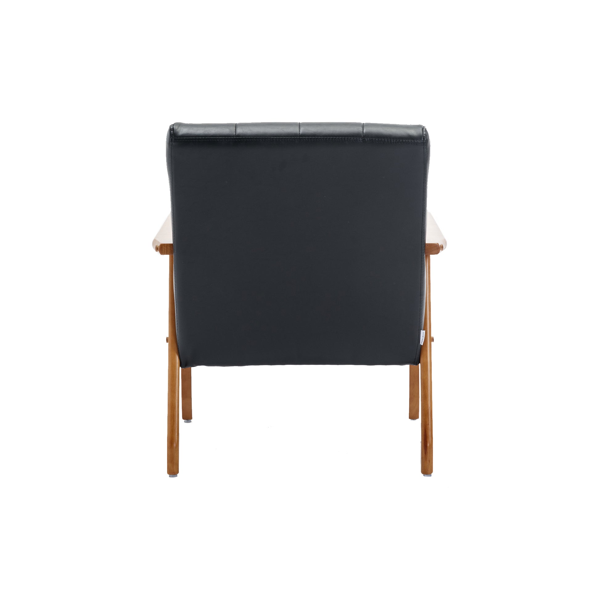 Accent Chairs Set Of 2 With Side Table, Mid Century Modern Accent Chair, Wood And Fabric Armchairs Side Chair, Lounge Reading Comfy Arm Chair For Living Room, Bedroom, Office Black Pu Pu Leather