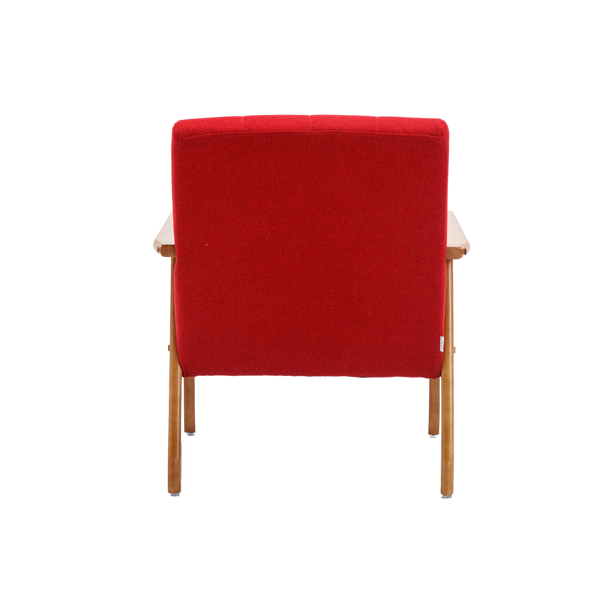 Leisure Chair With Solid Wood Armrest And Feet, Mid Century Modern Accent Chair, For Living Room Bedroom Studio Chair Red Linen