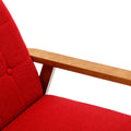 Leisure Chair With Solid Wood Armrest And Feet, Mid Century Modern Accent Chair, For Living Room Bedroom Studio Chair Red Linen