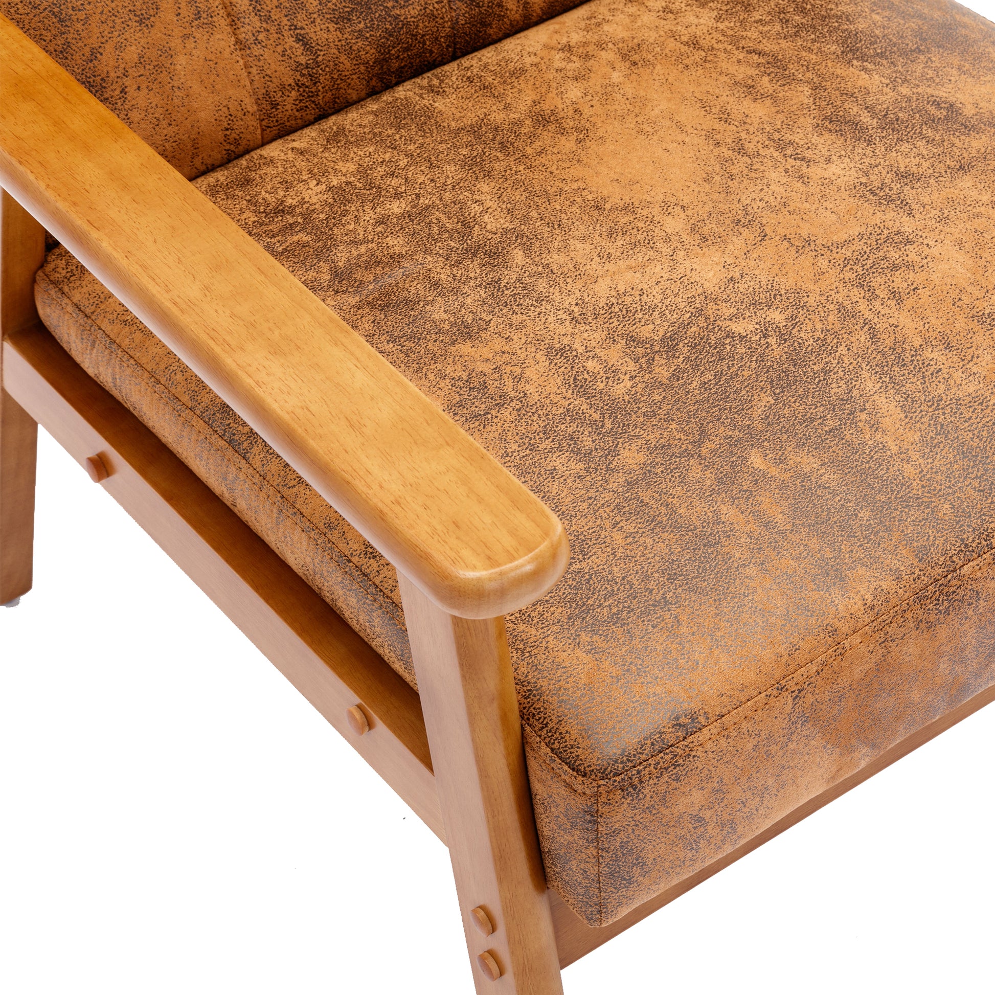 Accent Chairs Set Of 2 With Side Table, Mid Century Modern Accent Chair, Wood And Fabric Armchairs Side Chair, Lounge Reading Comfy Arm Chair For Living Room, Bedroom, Office Coffee Microsuede