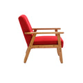 Leisure Chair With Solid Wood Armrest And Feet, Mid Century Modern Accent Chair, For Living Room Bedroom Studio Chair Red Linen