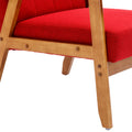 Leisure Chair With Solid Wood Armrest And Feet, Mid Century Modern Accent Chair, For Living Room Bedroom Studio Chair Red Linen