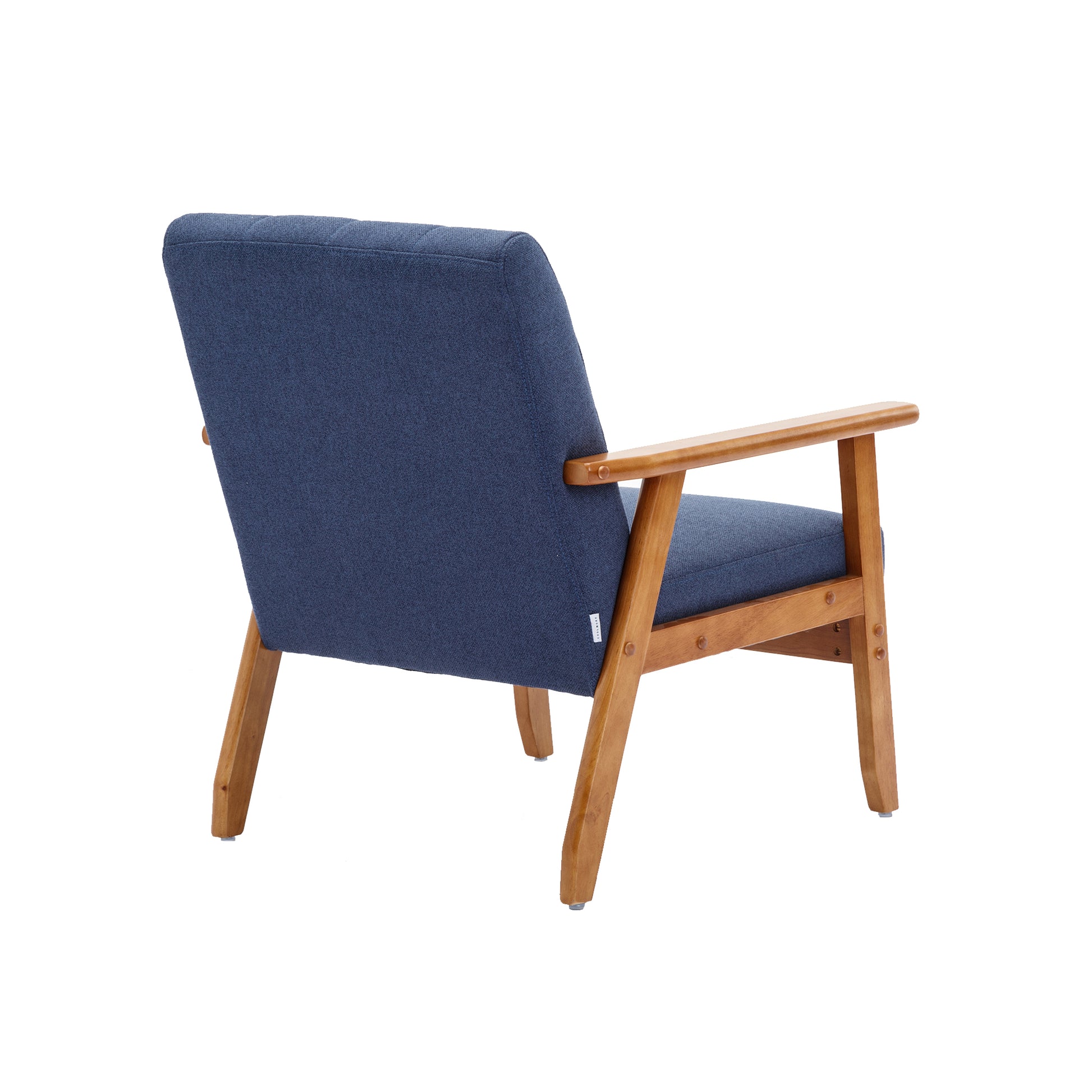 Leisure Chair With Solid Wood Armrest And Feet, Mid Century Modern Accent Chair, For Living Room Bedroom Studio Chair Navy Linen