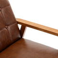 Leisure Chair With Solid Wood Armrest And Feet, Mid Century Modern Accent Chair, For Living Room Bedroom Studio Chair Brown Pu Pu Leather