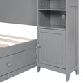 Full Size Wooden Bed With All In One Cabinet And Shelf, Gray Full Gray Solid Wood