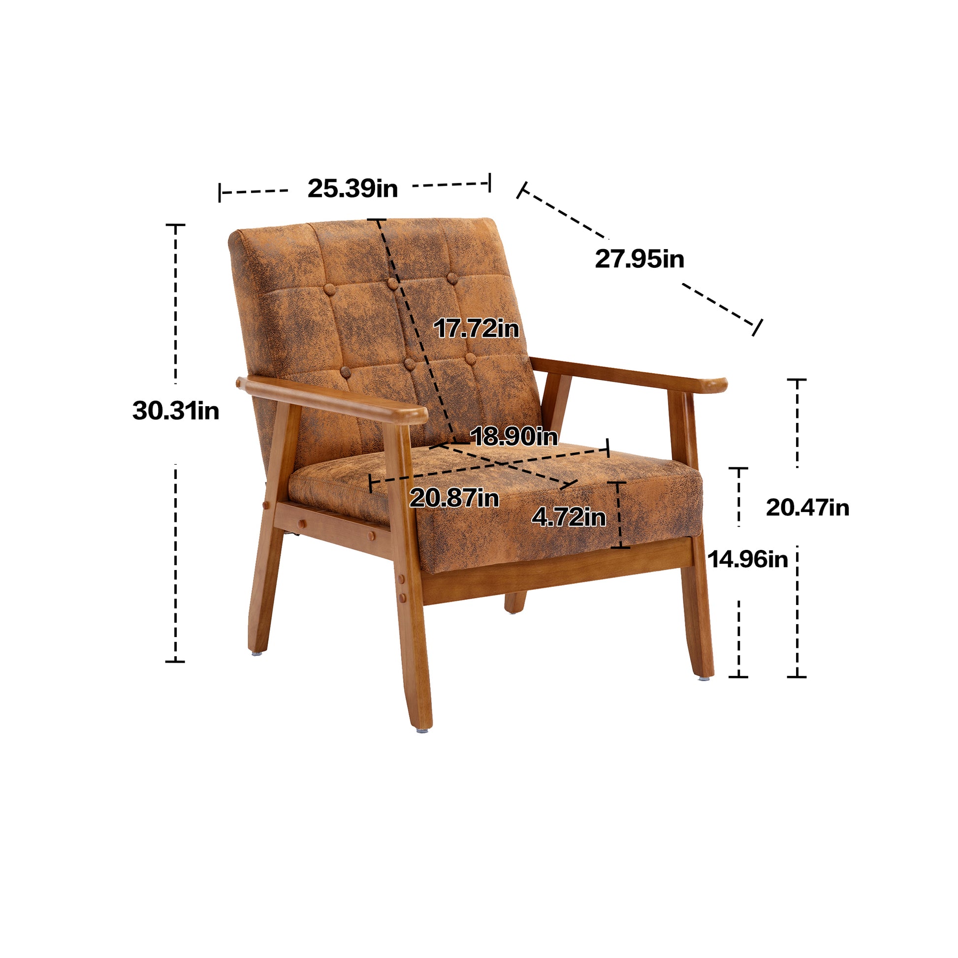 Accent Chairs Set Of 2 With Side Table, Mid Century Modern Accent Chair, Wood And Fabric Armchairs Side Chair, Lounge Reading Comfy Arm Chair For Living Room, Bedroom, Office Coffee Microsuede