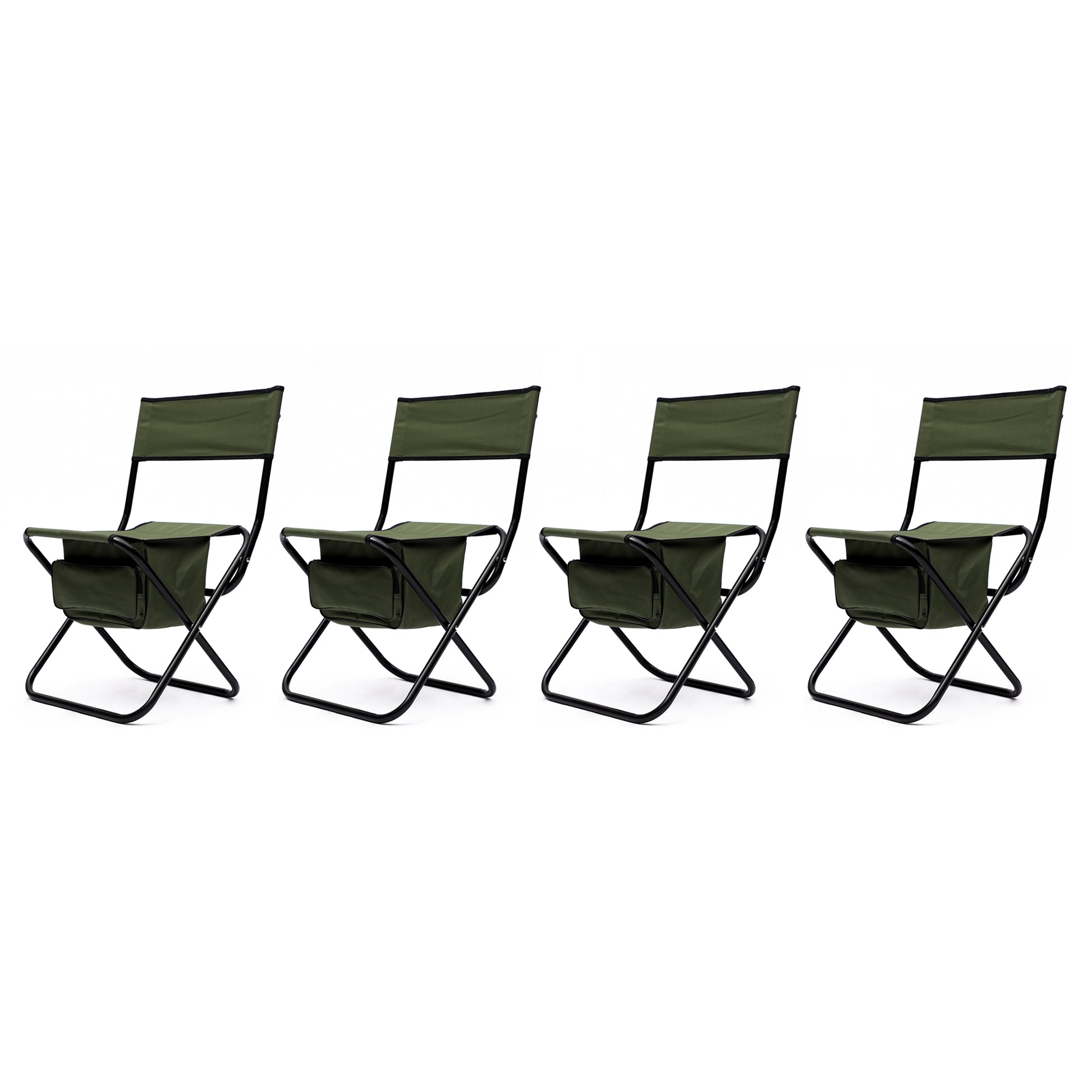 4 Piece Folding Outdoor Chair With Storage Bag, Portable Chair For Indoor, Outdoor Camping, Picnics And Fishing,Green Green Steel