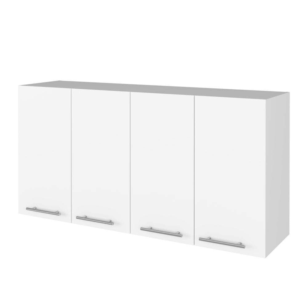 Burlingame 5 Shelf 4 Door 2 Piece Kitchen Set, Kitchen Island And Upper Wall Cabinet White And Light Oak White Mdf