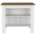 Sierra 7 Shelf 4 Door 2 Piece Kitchen Set, Upper Wall Cabinet And Kitchen Island White And Walnut White Mdf