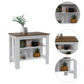 Sierra 7 Shelf 4 Door 2 Piece Kitchen Set, Upper Wall Cabinet And Kitchen Island White And Walnut White Mdf
