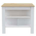 Burlingame 5 Shelf 4 Door 2 Piece Kitchen Set, Kitchen Island And Upper Wall Cabinet White And Light Oak White Mdf