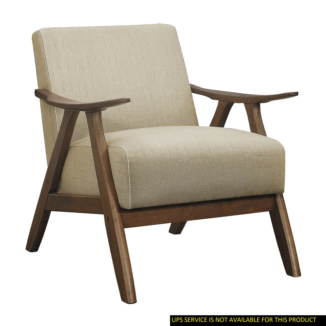 Modern Home Furniture Light Brown Fabric Upholstered 1Pc Accent Chair Walnut Finish Wood Cushion Back And Seat Furniture Light Brown Primary Living Space Retro Solid Wood