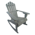 Reclining Wooden Outdoor Rocking Adirondack Chair,Walnut Grey Solid Wood