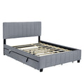 Queen Size Velvet Upholstered Platform Bed With 2 Drawers And 1 Twin Xl Trundle Gray Gray Upholstered