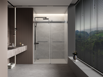 56 To 60 In. W X 76 In. H Double Sliding Frameless Soft Close Shower Door With Premium 3 8 Inch 10Mm Thick Tampered Glass And Easy Cleaning Coating In Brushed Nickel 23D02 60Bn Brushed Nickel
