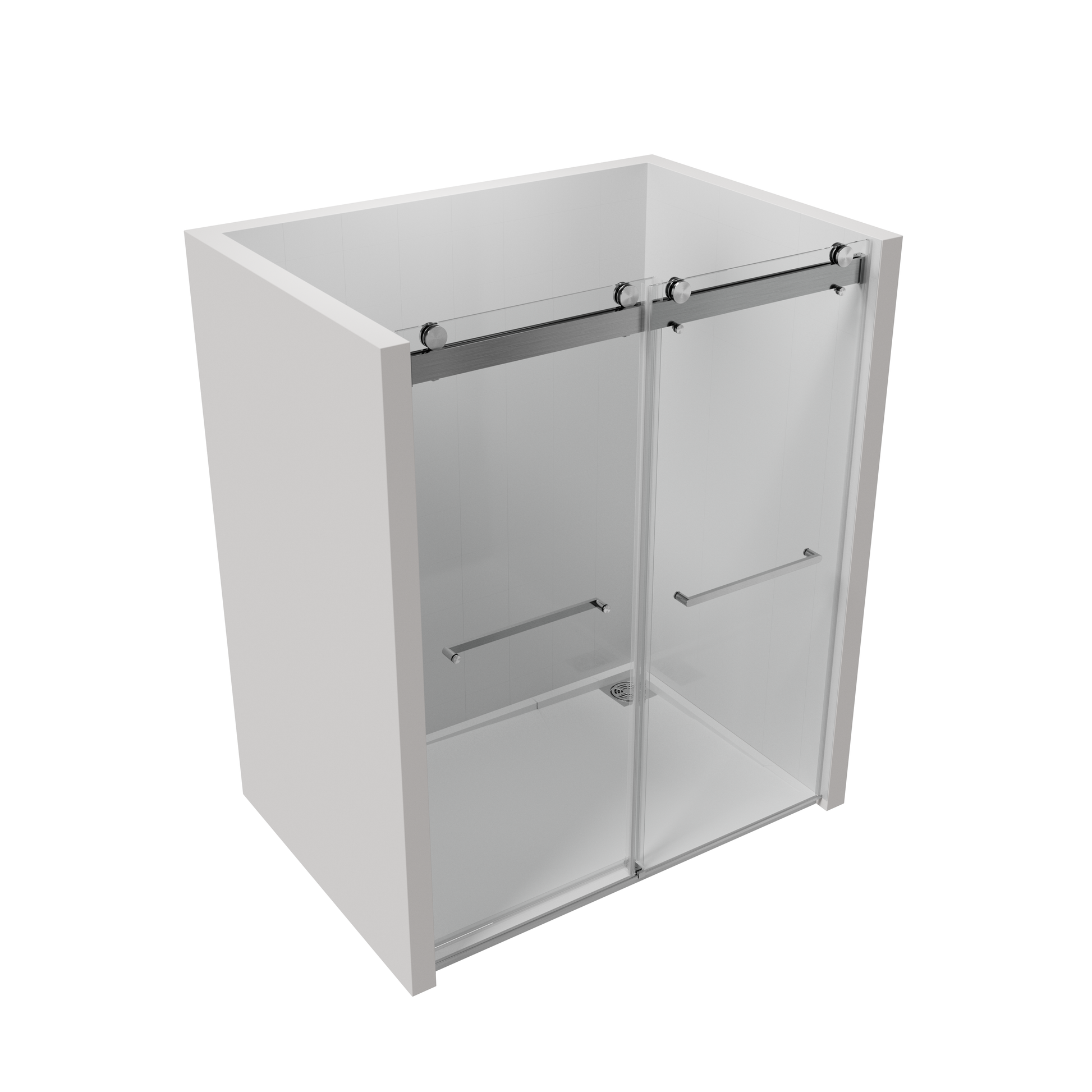 56 To 60 In. W X 76 In. H Double Sliding Frameless Soft Close Shower Door With Premium 3 8 Inch 10Mm Thick Tampered Glass And Easy Cleaning Coating In Brushed Nickel 23D02 60Bn Brushed Nickel