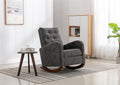 High Back Rocking Chair Nursery Chair .Comfortable Rocker Fabric Padded Seat .Modern High Back Armchair Dark Gray Polyester