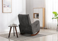 High Back Rocking Chair Nursery Chair .Comfortable Rocker Fabric Padded Seat .Modern High Back Armchair Dark Gray Polyester