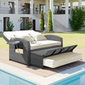 Pe Wicker Rattan Double Chaise Lounge, 2 Person Reclining Daybed With Adjustable Back And Cushions, Free Furniture Protection Cover, White Yes Complete Patio Set White Water Resistant Frame Water Resistant Cushion Garden & Outdoor Casual Sofa Seating