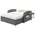 Pe Wicker Rattan Double Chaise Lounge, 2 Person Reclining Daybed With Adjustable Back And Cushions, Free Furniture Protection Cover, White Yes Complete Patio Set White Water Resistant Frame Water Resistant Cushion Garden & Outdoor Casual Sofa Seating