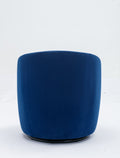 Velvet Fabric Swivel Accent Armchair Barrel Chair With Black Powder Coating Metal Ring,Blue Blue Foam Velvet