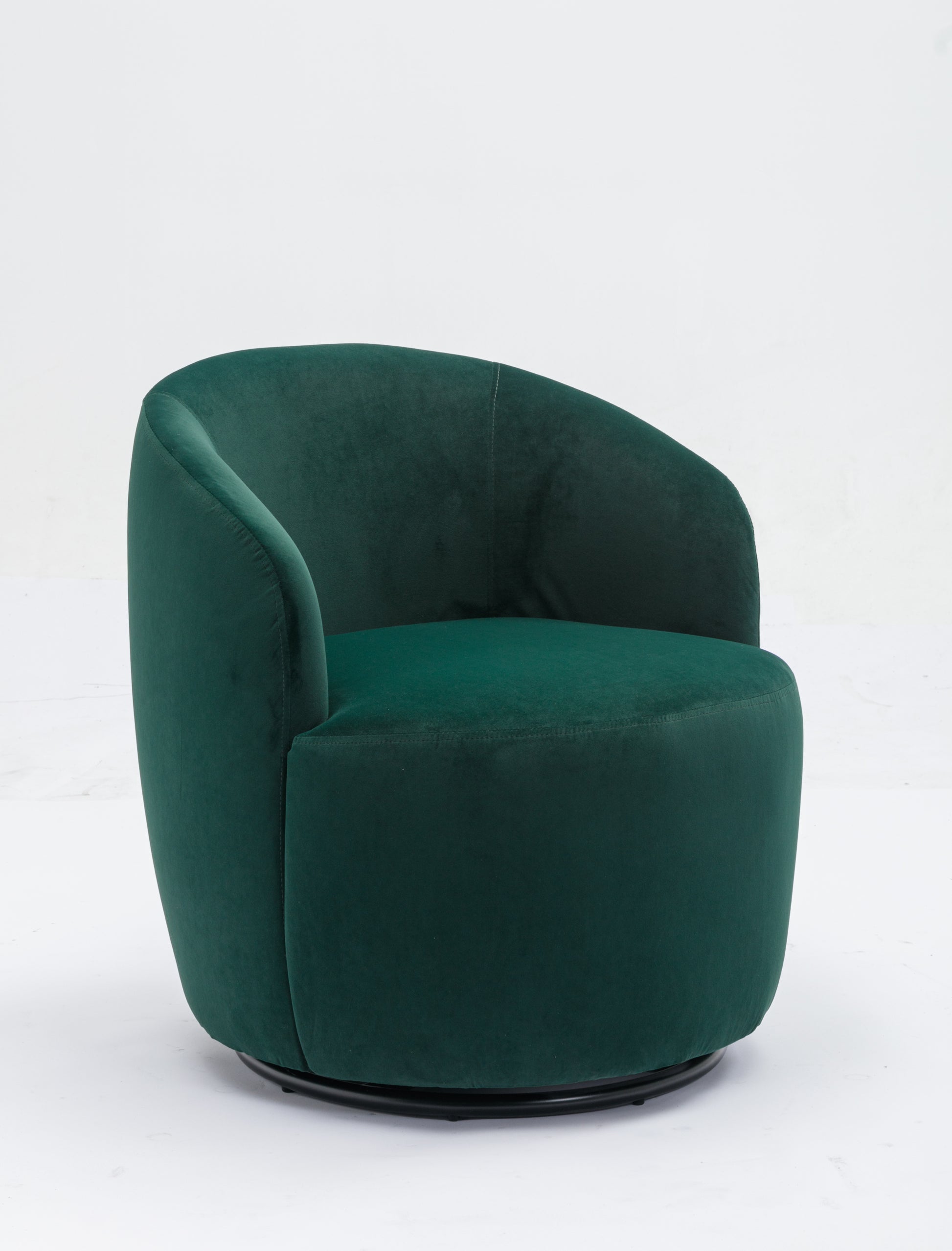 Velvet Fabric Swivel Accent Armchair Barrel Chair With Black Powder Coating Metal Ring,Green Green Foam Velvet