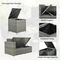 Outdoor 6 Piece All Weather Pe Rattan Sofa Set, Garden Patio Wicker Sectional Furniture Set With Adjustable Seat, Storage Box, Removable Covers And Tempered Glass Top Table,Grey Yes Complete Patio