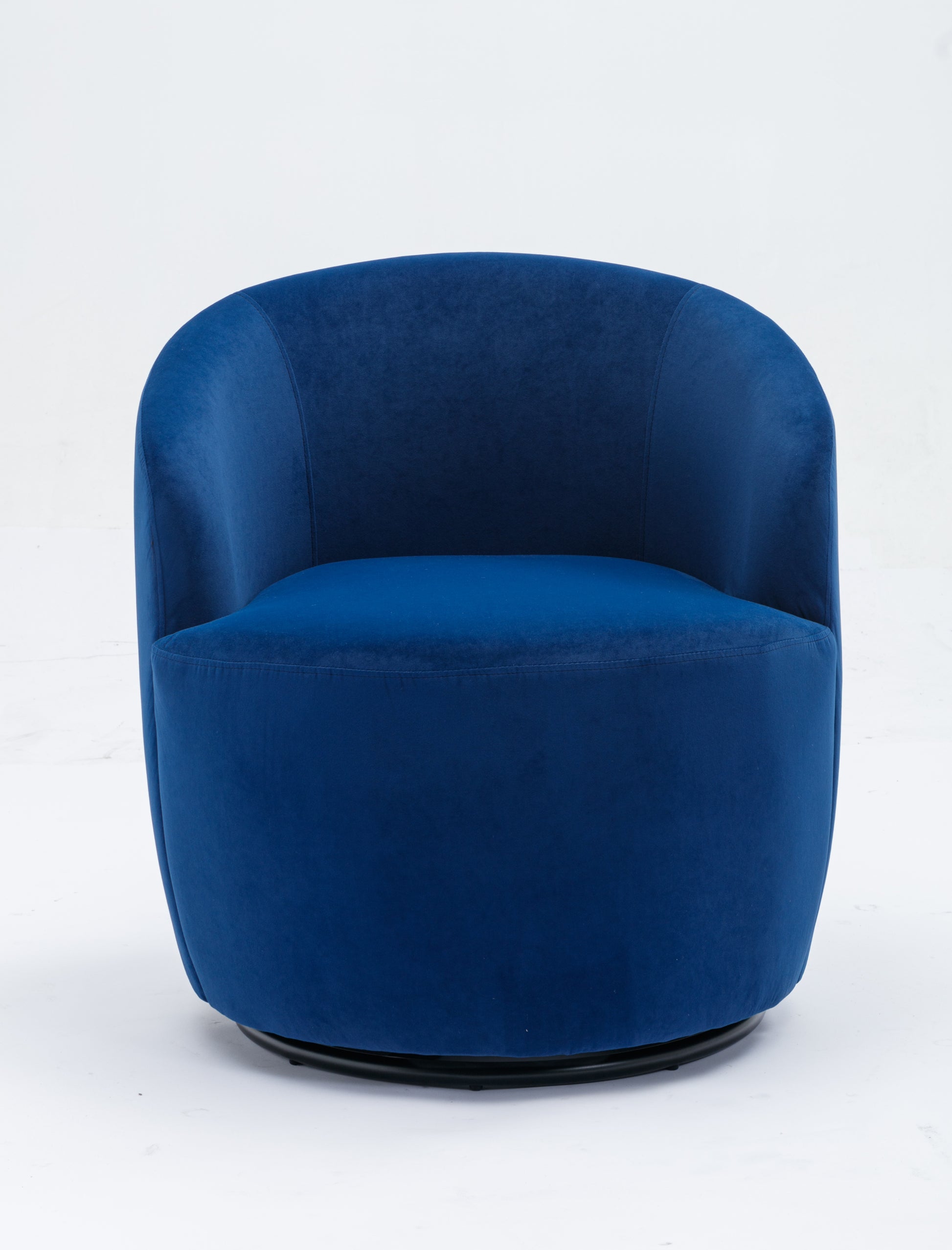 Velvet Fabric Swivel Accent Armchair Barrel Chair With Black Powder Coating Metal Ring,Blue Blue Foam Velvet