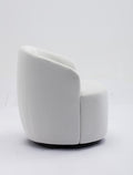 Velvet Fabric Swivel Accent Armchair Barrel Chair With Black Powder Coating Metal Ring,White White Foam Velvet