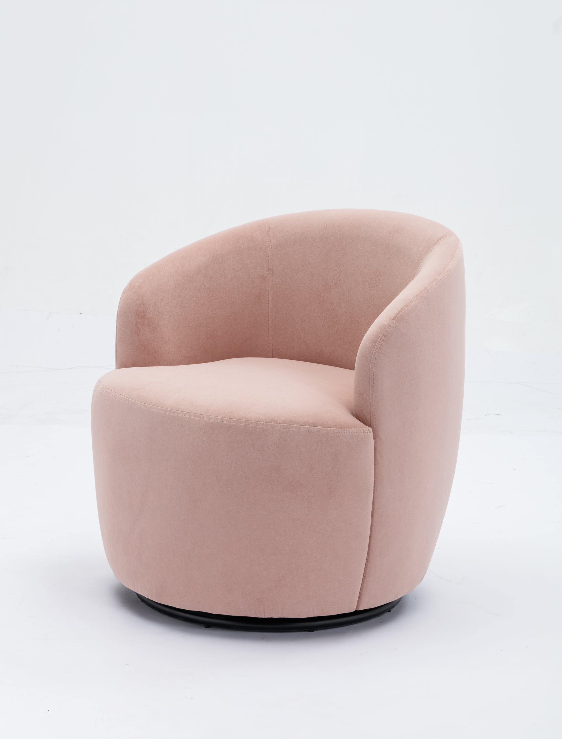 Velvet Fabric Swivel Accent Armchair Barrel Chair With Black Powder Coating Metal Ring,Pink Pink Foam Velvet