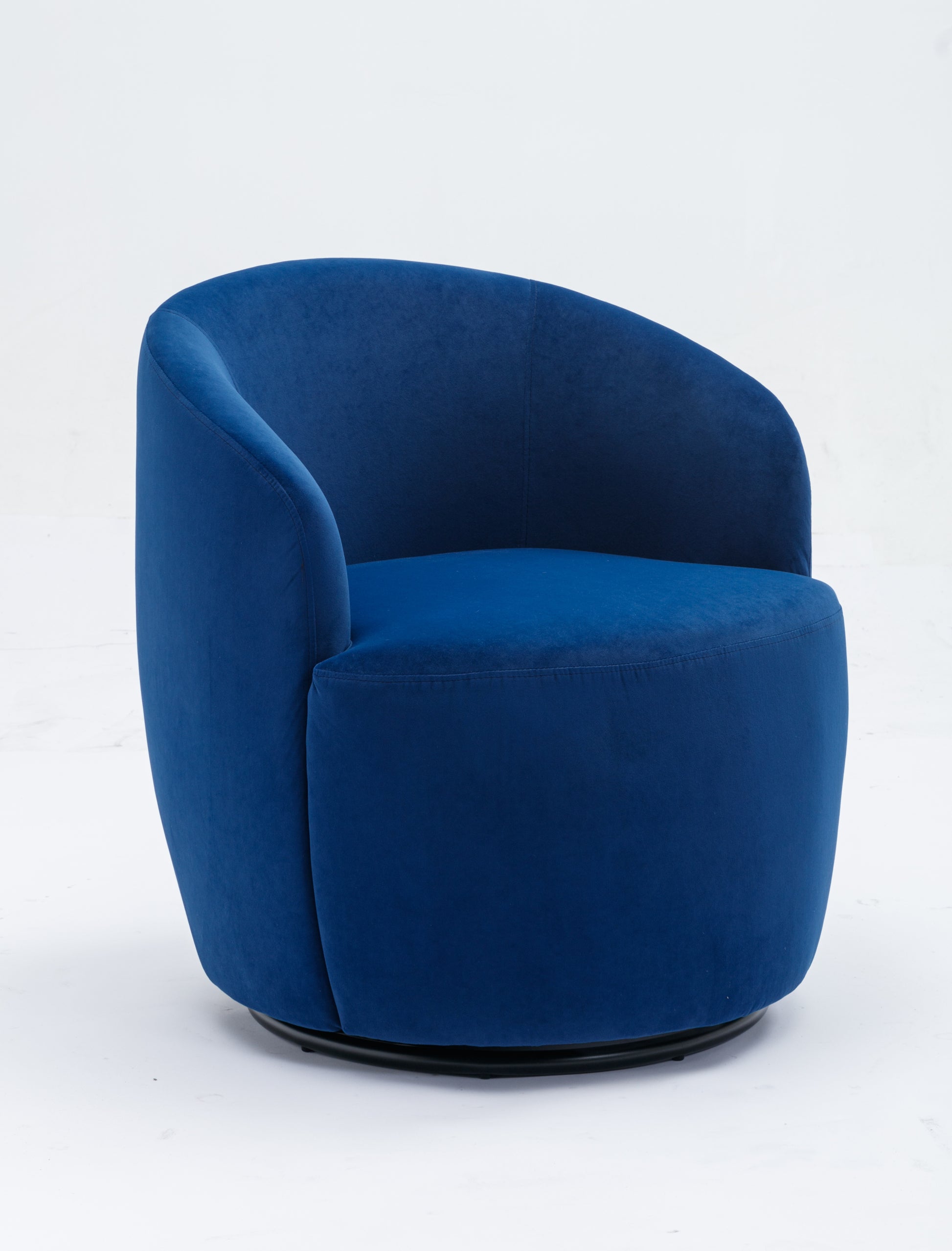 Velvet Fabric Swivel Accent Armchair Barrel Chair With Black Powder Coating Metal Ring,Blue Blue Foam Velvet