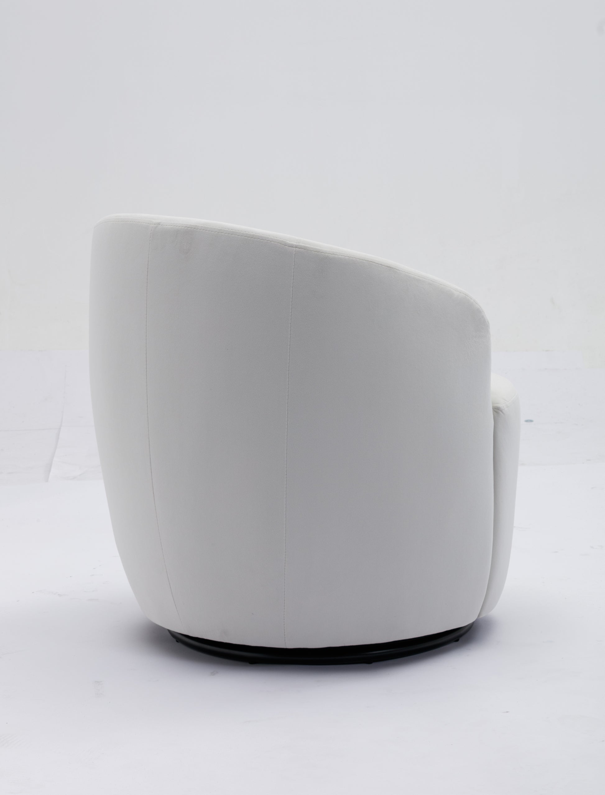 Velvet Fabric Swivel Accent Armchair Barrel Chair With Black Powder Coating Metal Ring,White White Foam Velvet
