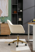 Modern Velvet Fabric Material Adjustable Height 360 Revolving Home Office Chair With Gold Metal Legs And Universal Wheels For Indoor,Beige Beige Foam Velvet