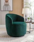 Velvet Fabric Swivel Accent Armchair Barrel Chair With Black Powder Coating Metal Ring,Green Green Foam Velvet