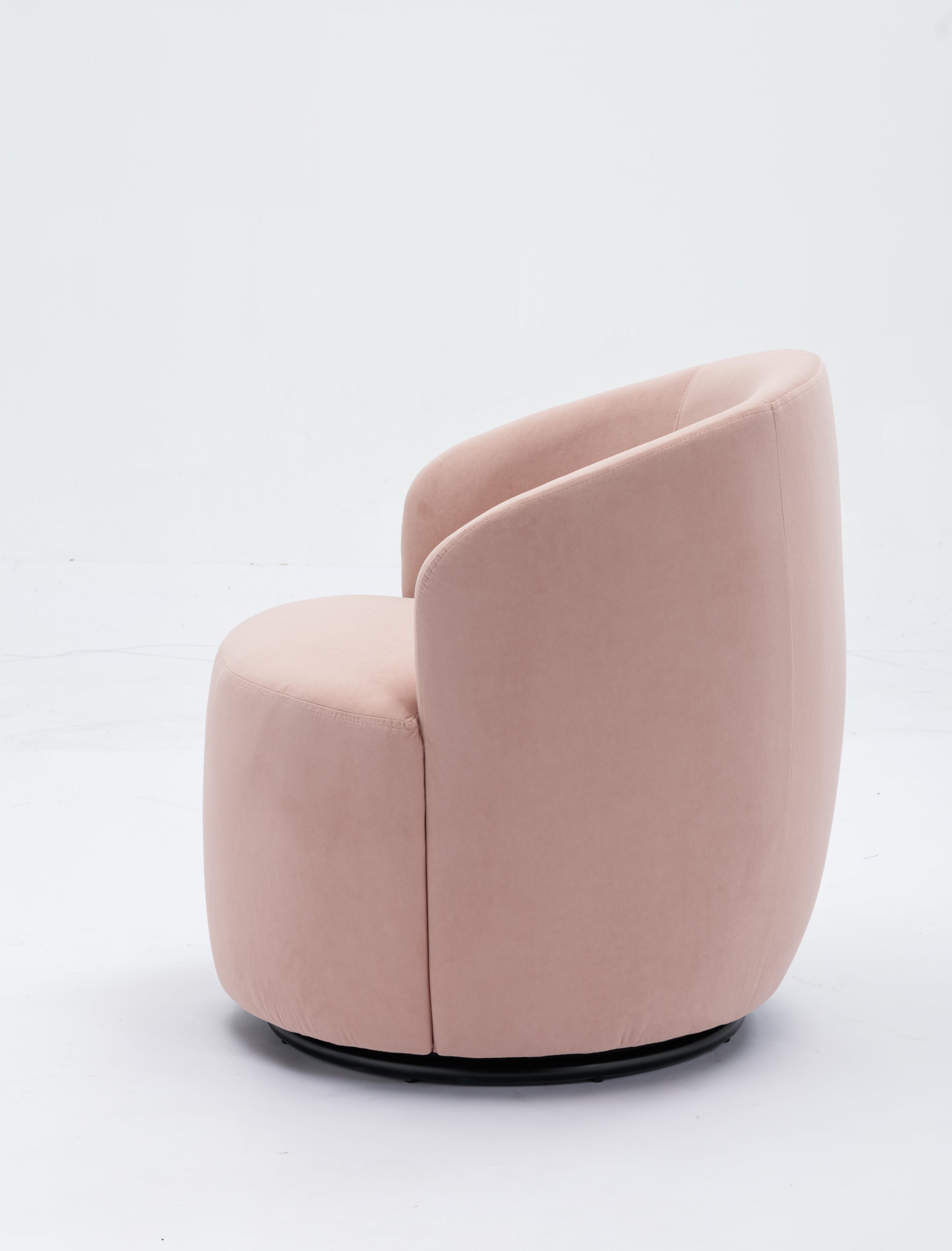 Velvet Fabric Swivel Accent Armchair Barrel Chair With Black Powder Coating Metal Ring,Pink Pink Foam Velvet