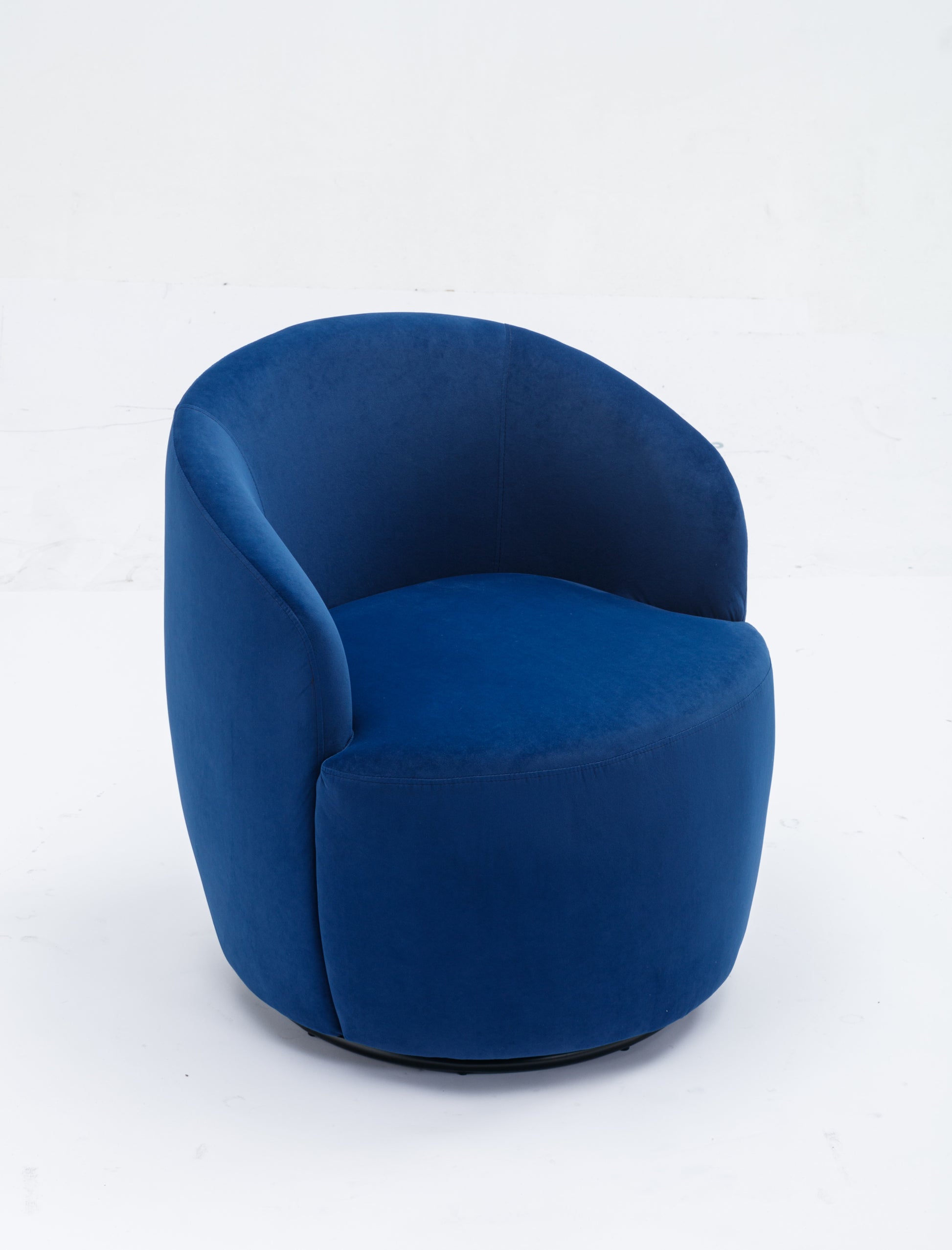 Velvet Fabric Swivel Accent Armchair Barrel Chair With Black Powder Coating Metal Ring,Blue Blue Foam Velvet