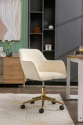 Modern Velvet Fabric Material Adjustable Height 360 Revolving Home Office Chair With Gold Metal Legs And Universal Wheels For Indoor,Beige Beige Foam Velvet
