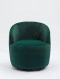 Velvet Fabric Swivel Accent Armchair Barrel Chair With Black Powder Coating Metal Ring,Green Green Foam Velvet