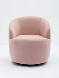 Velvet Fabric Swivel Accent Armchair Barrel Chair With Black Powder Coating Metal Ring,Pink Pink Foam Velvet