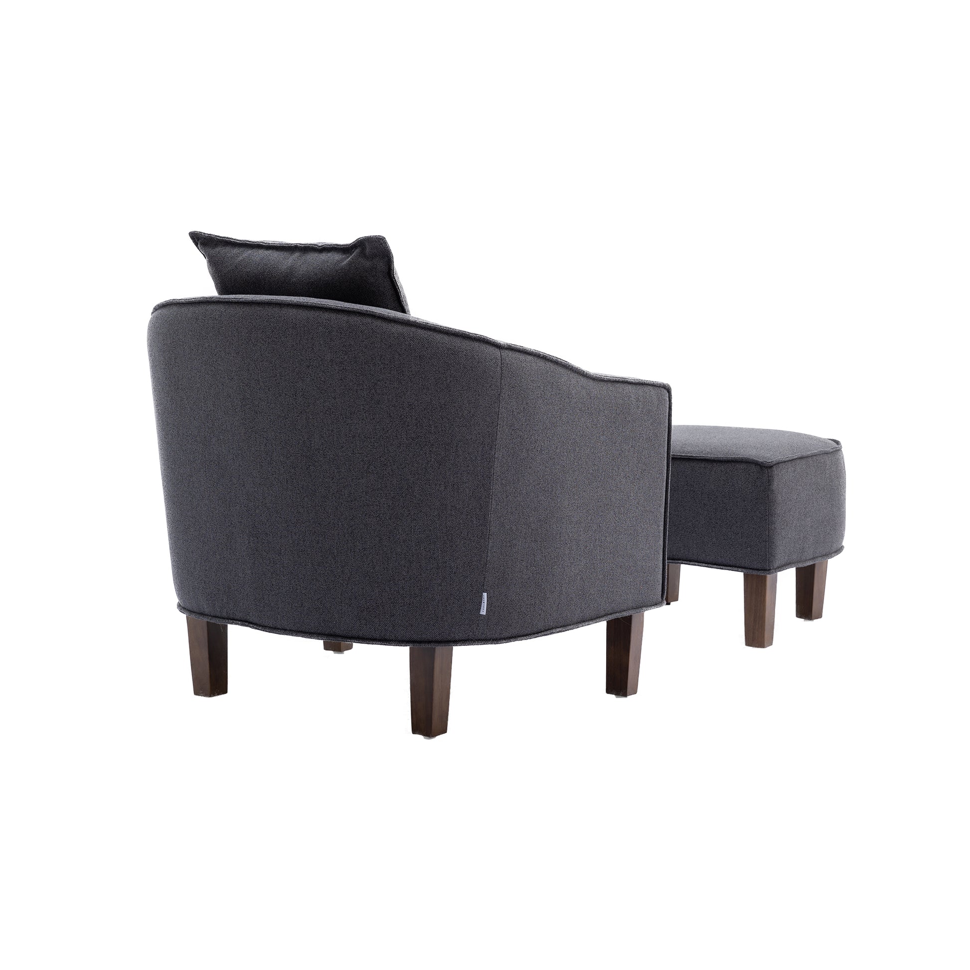 Coolmore Accent Chair With Ottoman, Mid Century Modern Barrel Chair Upholstered Club Tub Round Arms Chair For Living Room Dark Gray Linen